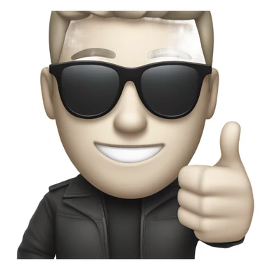 person with sunglasses showing iphone screen with thumbs up sticker