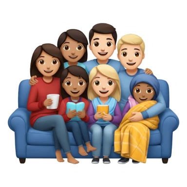 group of friends on couch having fun sticker