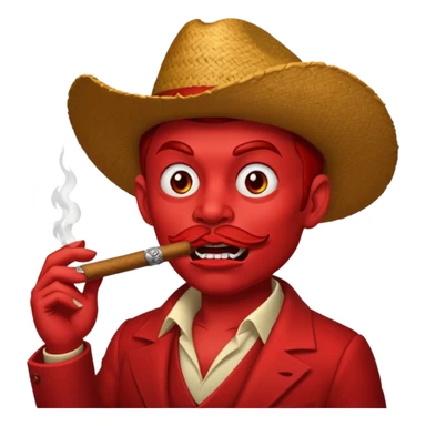 Diablito de cara roja con un cigarro pero el cigarro en la boca y menos humanoide sticker