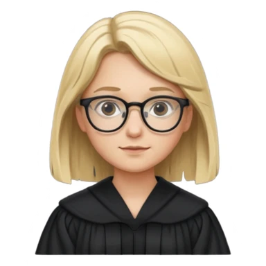Young judge, blonde hair with glasses and robe sticker