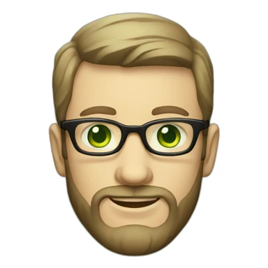 White man with short beard and green eyes with vintage glasses  sticker