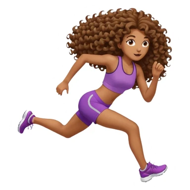 Treino de corrida feminino morena cacheada cabelos cumpridos caindo nas costas sticker