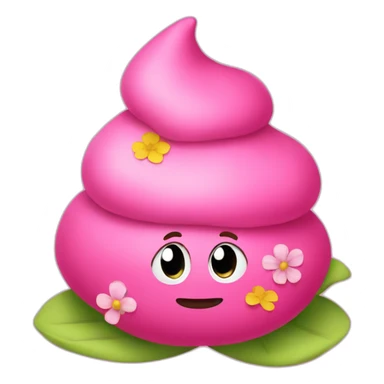 A pink poop with Flowers on top sticker