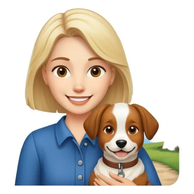 smiling woman with dog outdoors sticker