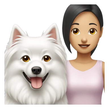 white spitz with asian girl sticker