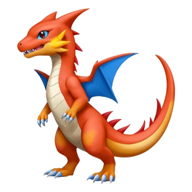 Garchomp-Flamedramon-Veemon-Charmeleon-Digimon-Latias-Peppercat-Pokémon-fusion-animal-hybrid-creature, Full body  sticker