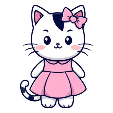 Kitten with pink dress sticker