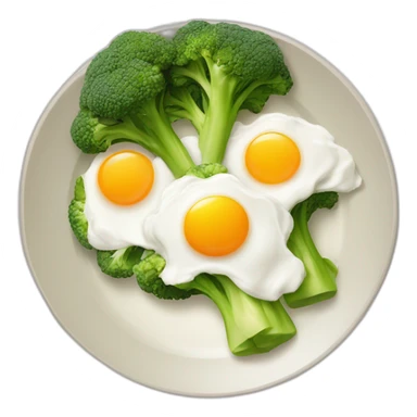 plate of egg whites and cooked broccoli sticker