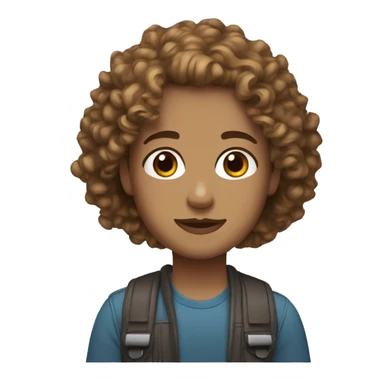 Realistic bitmoji with curly light brown hair and grey eyes sticker