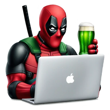 Deadpool tomando cervezas heineken verde sticker