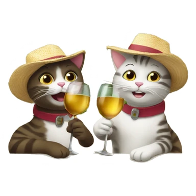 two cats drinking wine on vacation in tuscany sticker