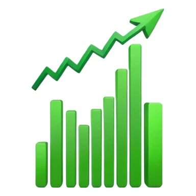 rising green graph that indicates a great impact without an emoji face sticker
