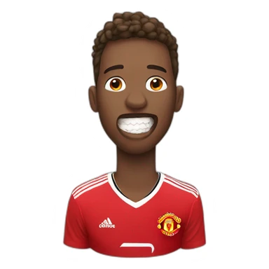 manchester united player biting a medal sticker