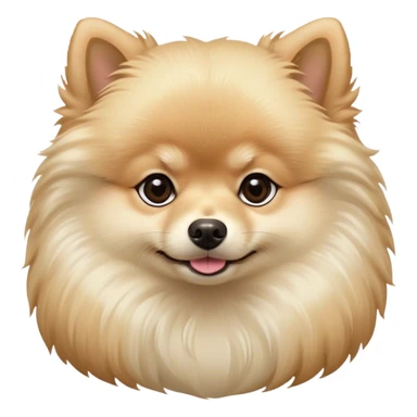 Cinematic Noble Cream Pomeranian Portrait Emoji, Poised and regal, with a compact, fluffy build and a pristine, well-groomed cream Fur, deep-set soulful dark eyes, Simplified yet sharp and sophisticated features, highly detailed, glowing with a soft, dignified glow, high shine, intelligent and spirited, stylized with an air of elegance, focused and attentive, soft glowing outline, capturing the essence of a watchful and confident companion, so majestic it feels as though it could prance out of the screen with effortless authority! sticker