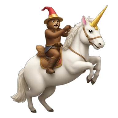 a beaver riding a unicorn sticker