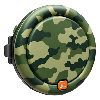 Abstract JBL Clip 4 keeping the signature round shape with clip, basic green camouflage design, iOS emoji style sticker