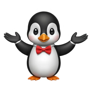 Un pinguino con una pajarita roja haciendo el gesto con la mano de cumplir una promesa. Como este pero con la palma de la mano abierta  sticker