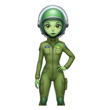 green alien reptilian woman in pilot uniform , full body full figure sticker