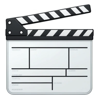 movie clapperboard with geometric outline, precise thin black lines and only one diagonal line crossing through, clean design sticker
