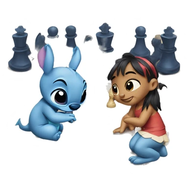 Lilo & Stitch are playing chess sticker