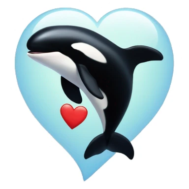 Orca whale with a heart sticker