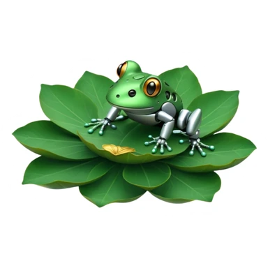 robot frog on lotus leaf sticker