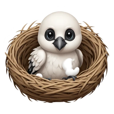white baby crow in nest sticker