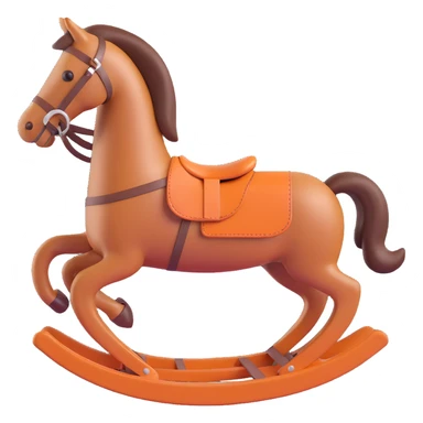rocking horse, 3D, Hermès orange, leather texture, premium, no text sticker