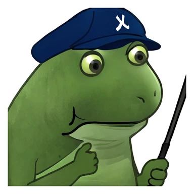 Bufo at work thinking about golf sticker