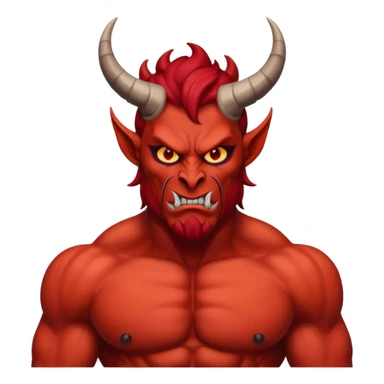 satan head and torso with arms down sticker