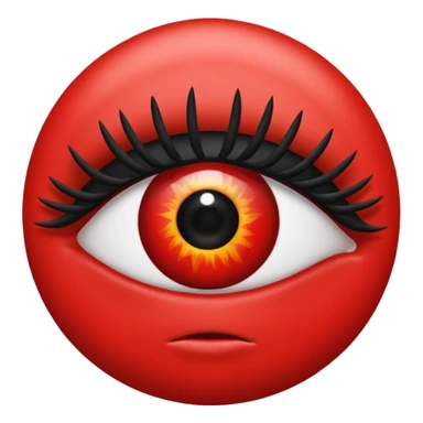 Quiero que mi emoji sea en ojo  👁 que sea de color negro total mete pero que el margen sea rojo con pestañas sticker