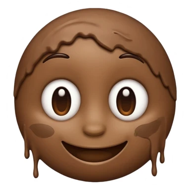 smiling brown mud emoji with a subtle smile, soft highlights, in the style of iPhone (Apple) emojis sticker