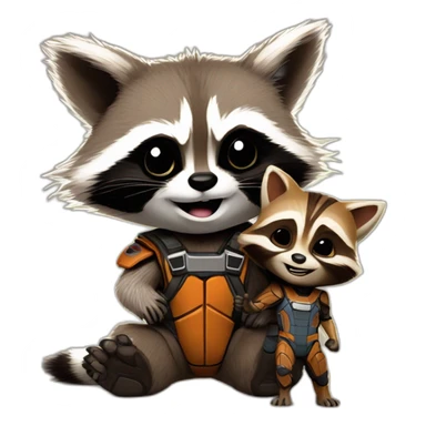 rocket racoon and baby groot guardian of the galaxy sticker