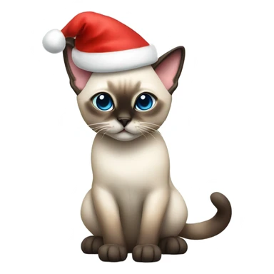 Siamese cat wearing a Santa hat sticker