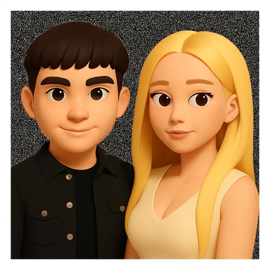 Slightly increase the volume of the upper body of the girl and shift her slightly to the right, preserving the style of the image. sticker