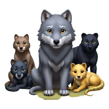 Fai un emoji per ognuno di questi personaggi del libro della giungla: Akela, Bagheera, Baloo, Kaa, fratel Bigio, Raska, Rama, Ikki, Chill e Mang sticker