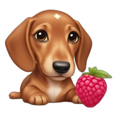 baby dashund with a raspberry necklace sticker