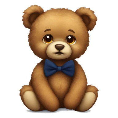 Cute fluffy Brown Teddy bear wearing navy tshirt and bow tie sitting sticker