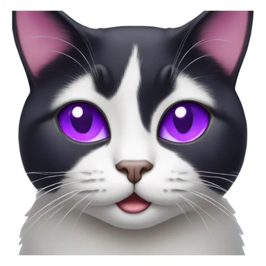 Tuxedo cat face with Purple Heart eyes  sticker