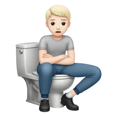 Pooping on a toilet with pants down  sticker