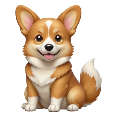 cinematic-[corgi dog]-realistic-full-body-sitting-emoji,-tail-resting-loosely-beside-its-paws,-head-tilted-dramatically,-sleek-[corgi]-fur,-simplified-yet-realistic-focused-features,-highly-detailed,-glowing-with-an-almost-sarcastic-glow sticker
