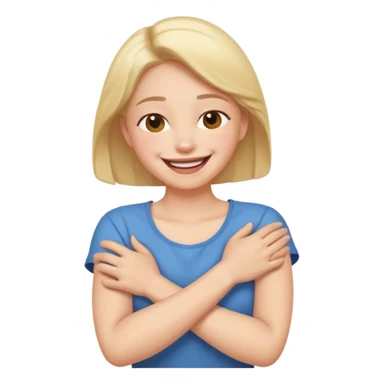 arms crossed holding neck laughing sticker