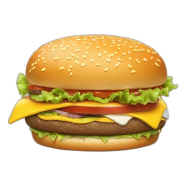 face of man taking bit of big burger with big motth sticker