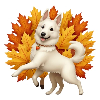 White belgian Shepard Dancing in the fall sticker