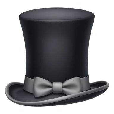 black top hat with gray ribbon sticker