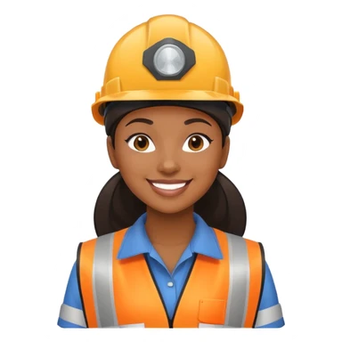 Black woman factory worker wearing safety vest and hard hat smiling sticker