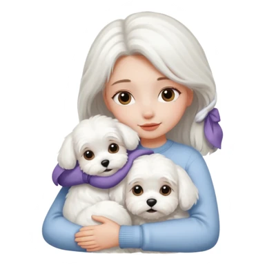 Gurl hugging a maltese dog sticker