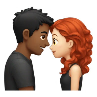 Girl with red hair kissing guy with black hair  sticker