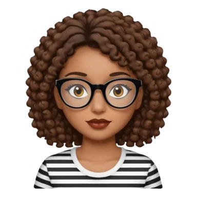 I want to describe me. I am a girl with brown hair amd curly hair. I have brown eyes and black glasses and long lashes with mascara. My lips are medium and my nose as well. I wear a white T-shirt  with black stripes sticker