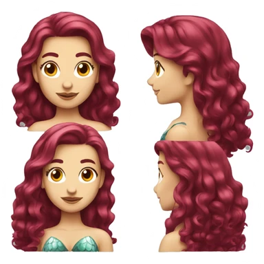 caucasian mermaid burgundy hair  sticker